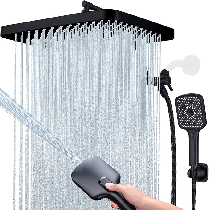Shower Heads with Handheld Spray Combo, 13 Inches Rain Shower Head with 4 Mode by V-Frankness