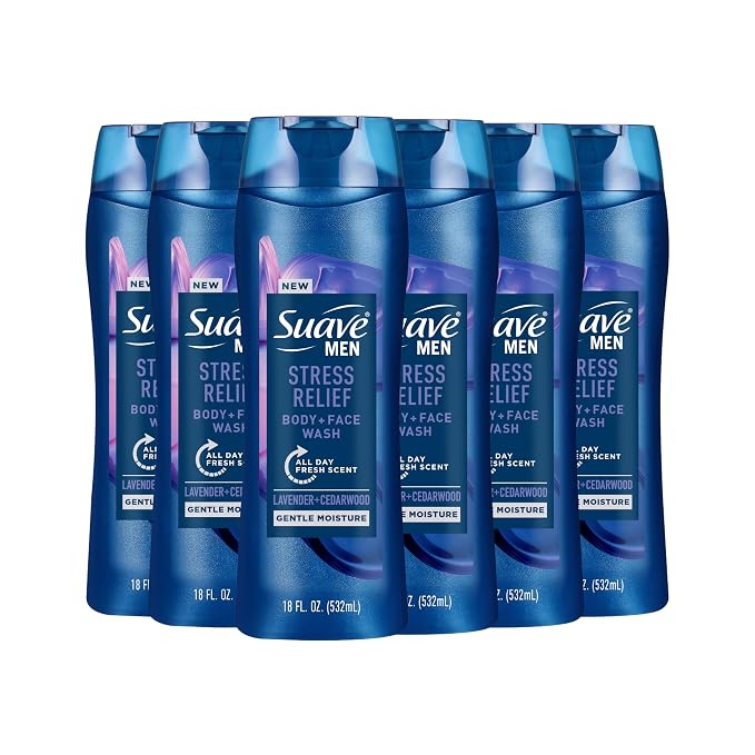 Suave Men’s Stress Relief Body + Face Wash, Gentle Moisture by Suave