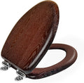 Elongated Toilet Seat Soft Close, Wood Oval Toilet Lid by Deewow