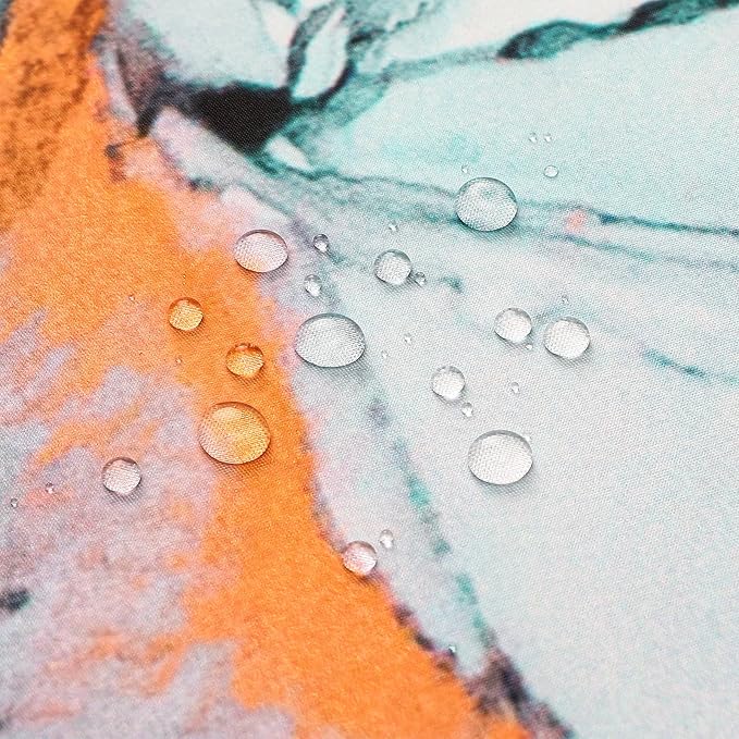 Gibelle Long Fabric Shower Curtain 72 x 78, Tall Abstract Grey Teal Marble - Image 5