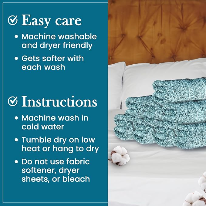 HALLEY Turkish 8 Pack Premium Washcloths 650 GSM Highly Absorbent Super Soft - Image 6