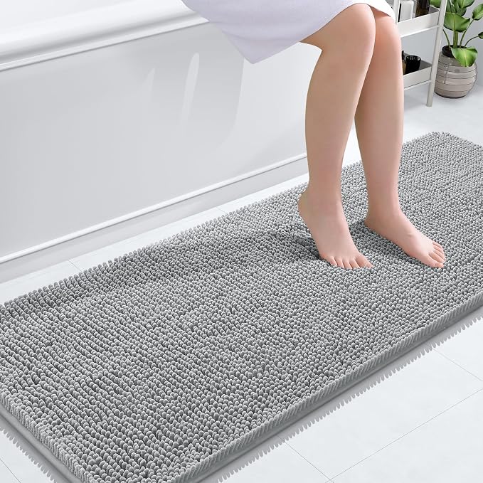 OLANLY Bathroom Rugs 59x24, Extra Soft Absorbent Chenille Bath Rugs, Rubber by OLANLY