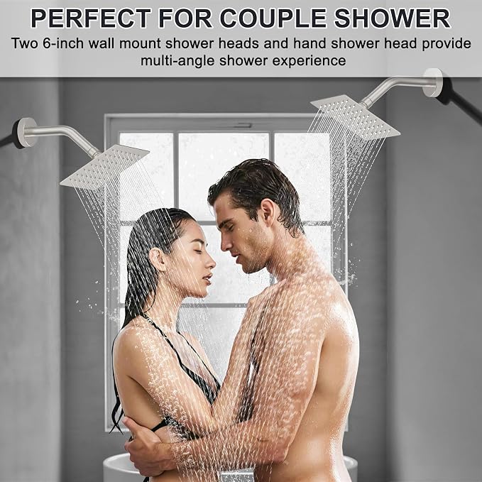 Iriber Shower Faucet Set Brushed Nickel, Push Button Diverter Bathtub Shower - Image 2