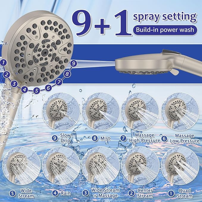 Iriber Brushed Nickel Bathtub Shower Faucet Set，Bathroom Shower System - Image 7