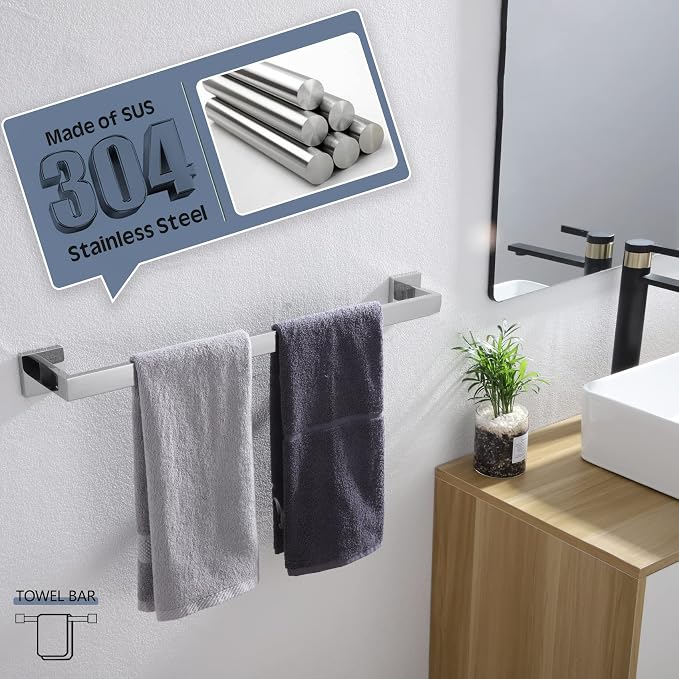 KOKOSIRI 24-Inch Towel Bar, Bathroom Kitchen Towel Holder, Wall Mounted SUS304 - Image 6