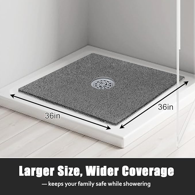 Large Shower Mat Non Slip, 36x36 Inch Shower Floor Mat - Image 7