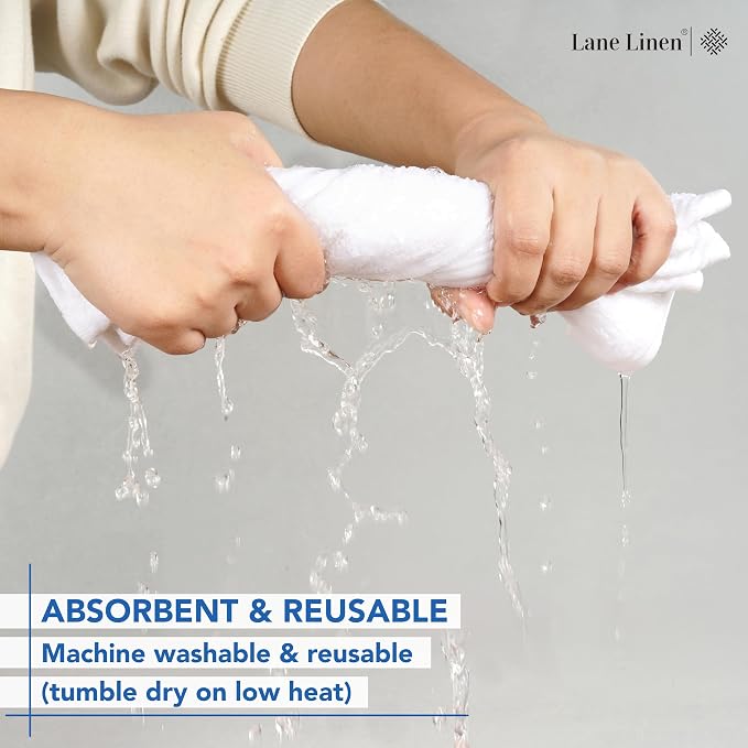 LANE LINEN 12 PC Wash Cloths Bathroom Set -100% Cotton Highly Absorbent - Image 7