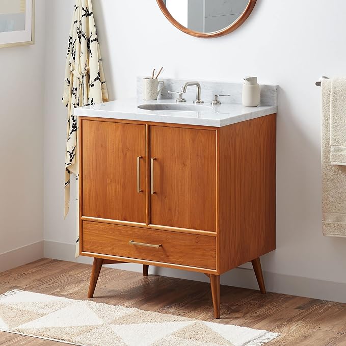 Signature Hardware 953363-30-UM-8 Novak 30" Freestanding Teak Single Basin by SignatureHardware