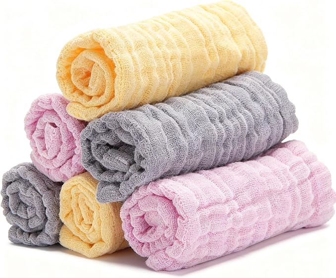 Organic Muslin Baby Washcloths 6 Pack Baby Bath Face Towel 12x12 Inch Extra by Unknown