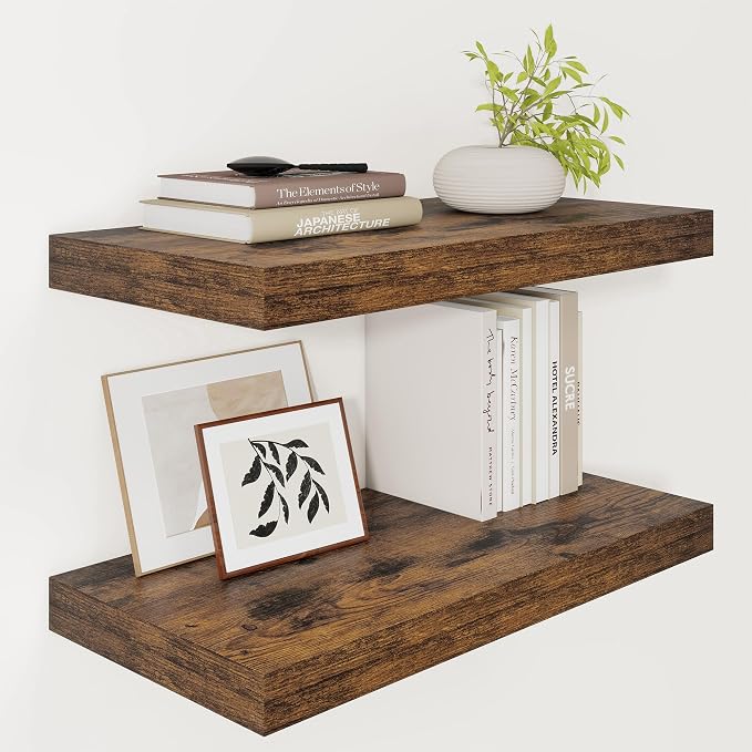 Vivelove 12" Deep Floating Shelves Over Toilet, Farmhouse Rustic Shelves by VIVELOVE