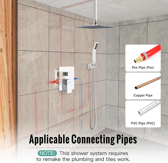 SR SUN RISE SRSH-C1003 Ceiling Mount Bathroom Luxury Rain Mixer Shower Combo - Image 3
