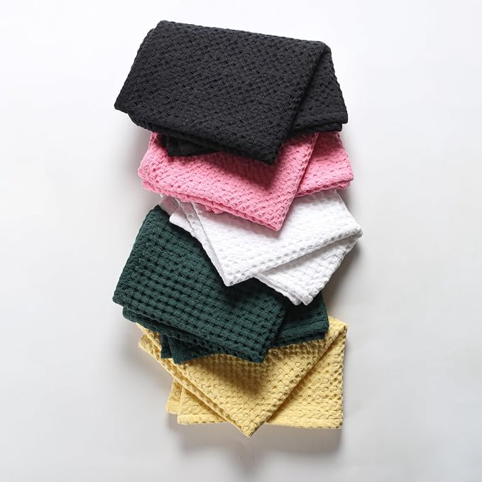 Native Fab 100% Cotton Premium Waffle Kitchen Towels, 4 Pack, Super Absorbent - Image 5