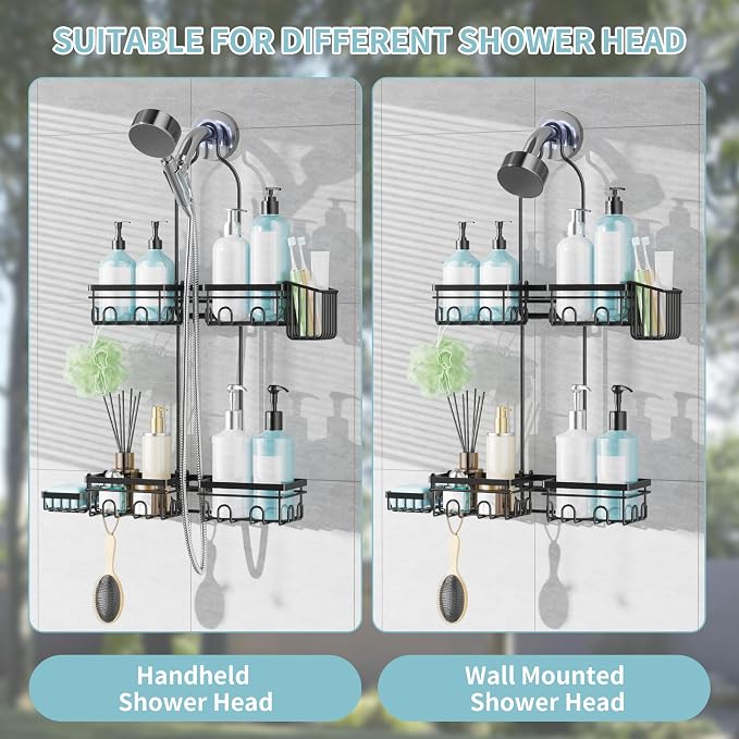 KEGII Shower Caddy Hanging for Handheld Showerheads, Rustproof Hanging Shower - Image 2