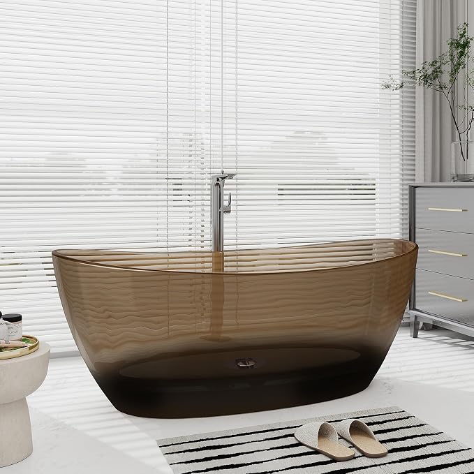 SJ STAR&JANE 65" Solid Surface Freestanding Bathtub Stone Resin Tub Oval Double - Image 2