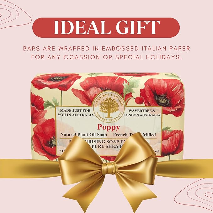 Wavertree & London Poppy Scented Natural Soap, 7oz Moisturizing French Triple - Image 6