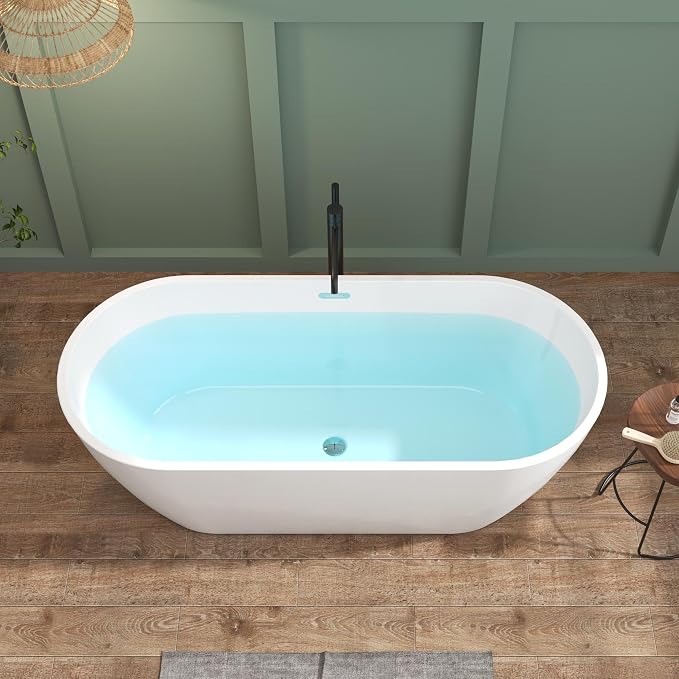 FerdY 67" Bali Elite Acrylic Freestanding Bathtub, Gracefully Shaped - Image 3