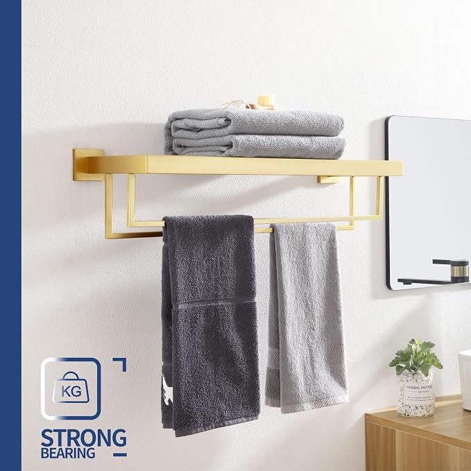 KOKOSIRI Towel Shelf Holder 20'' Bathroom Towel Rack - Image 3