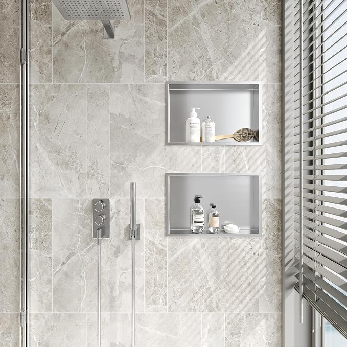 Neodrain Shower Niche, Bathroom Shelf Inner Size 18" X 12", Brushed Stainless - Image 2