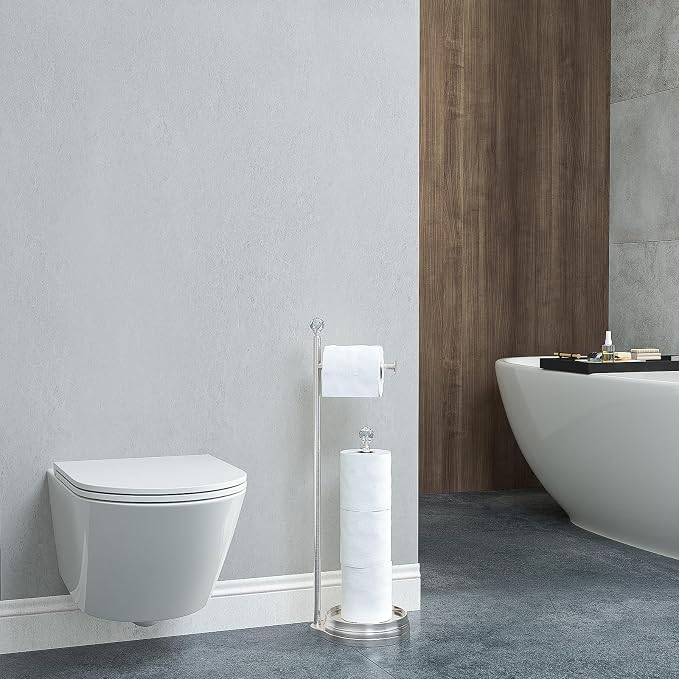 Toilet Paper Holder for Bathroom, Heavy Weighted Metal Free Standing Toilet - Image 5