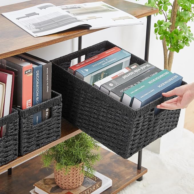 Vagusicc Wicker Storage Basket, Hand-Woven Paper Rope Storage Baskets - Image 4