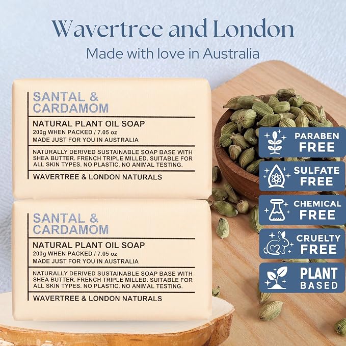 Wavertree & London Santal & Cardamon Scented Natural Soap Bars, 7oz - Image 2