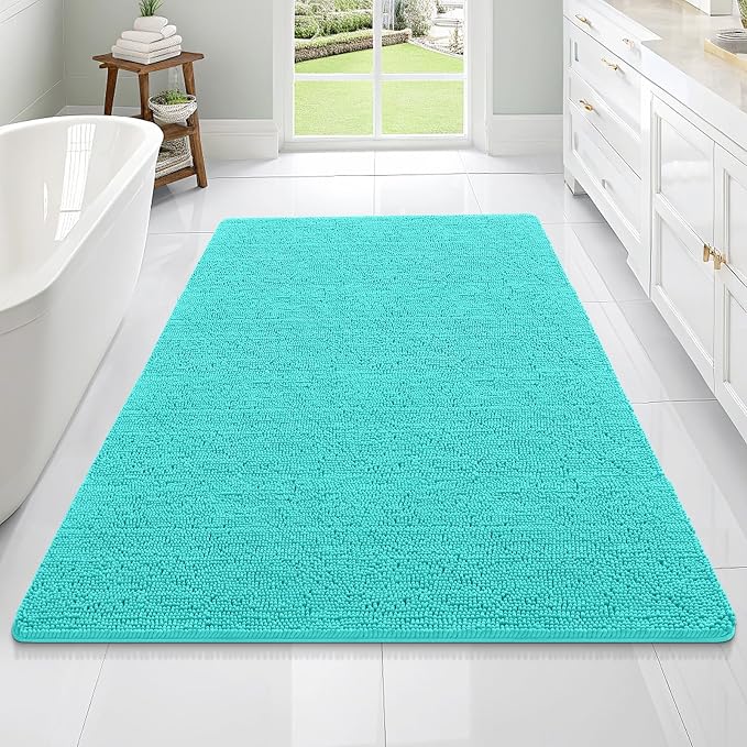 OLANLY Bathroom Rugs 70x46, Extra Soft Absorbent Chenille Bath Rugs, Rubber by OLANLY