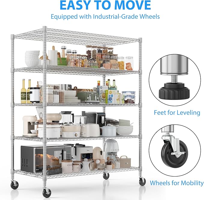 Homdox 5 Tier Heavy Duty Metal Shelves, Storage Racks and Shelving - Image 5