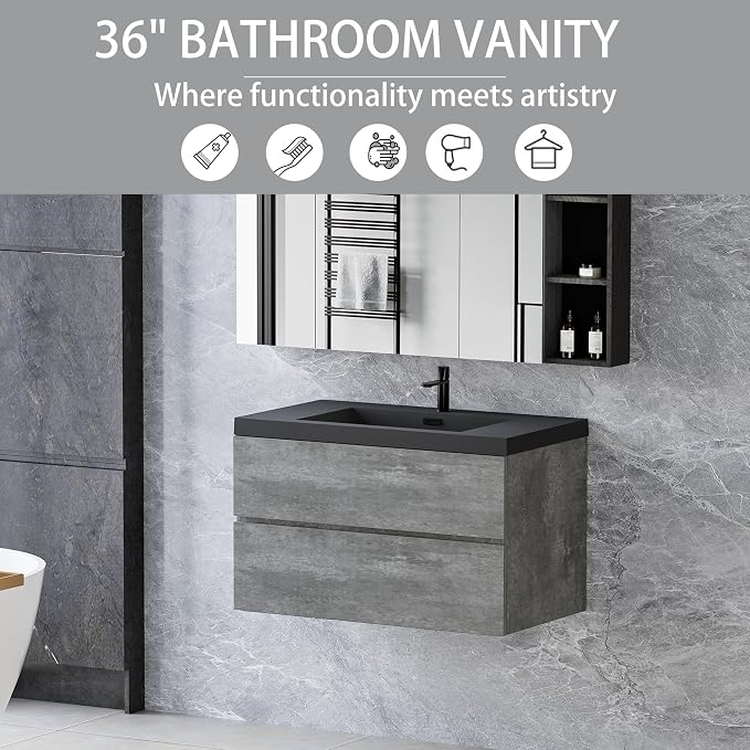 Floating Vanity Bathroom, 36 Inch Bathroom Vanity - Image 3