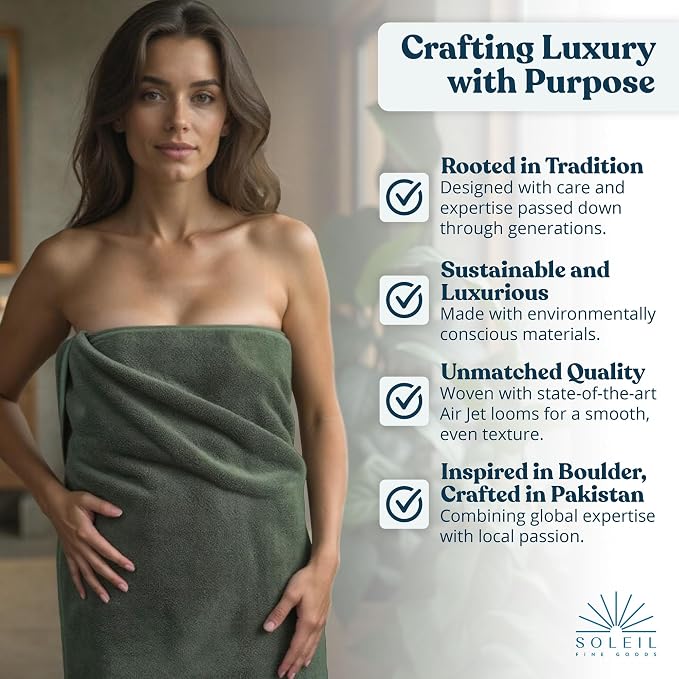 Soleil Fine Goods Luxurious 800 GSM 100% Cotton Bath Towel Set - Image 6
