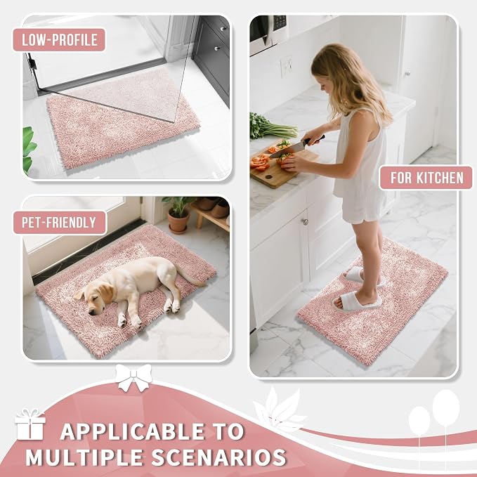 Yimobra Chenille Bathroom Rugs Non Slip, Extra Thick Soft Absorbent Bath Rug - Image 7