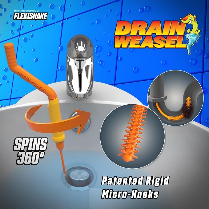 FlexiSnake Pro Drain Weasel Sink Snake Hair Clog Remover Tool, Bathtub Drain - Image 2