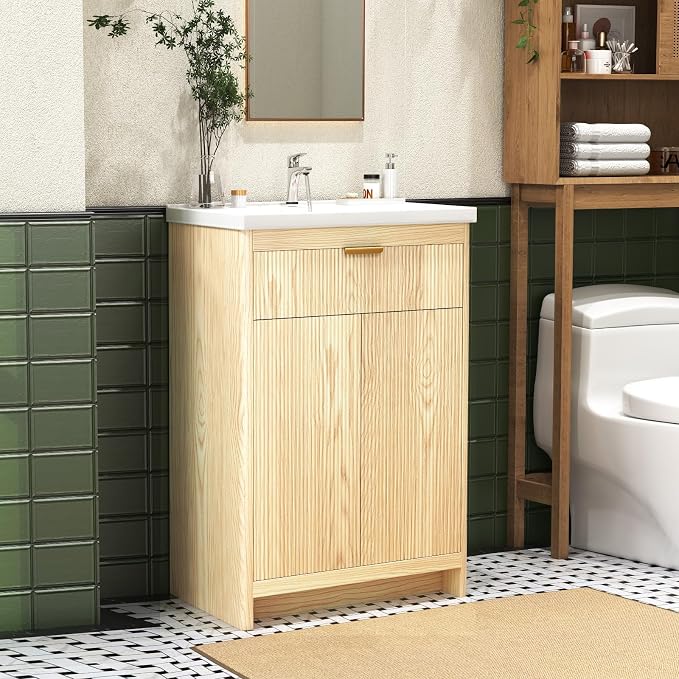 24 Inch Bathroom Vanity with Sink, Bathroom Vanity Cabinet with Single Sink - Image 9