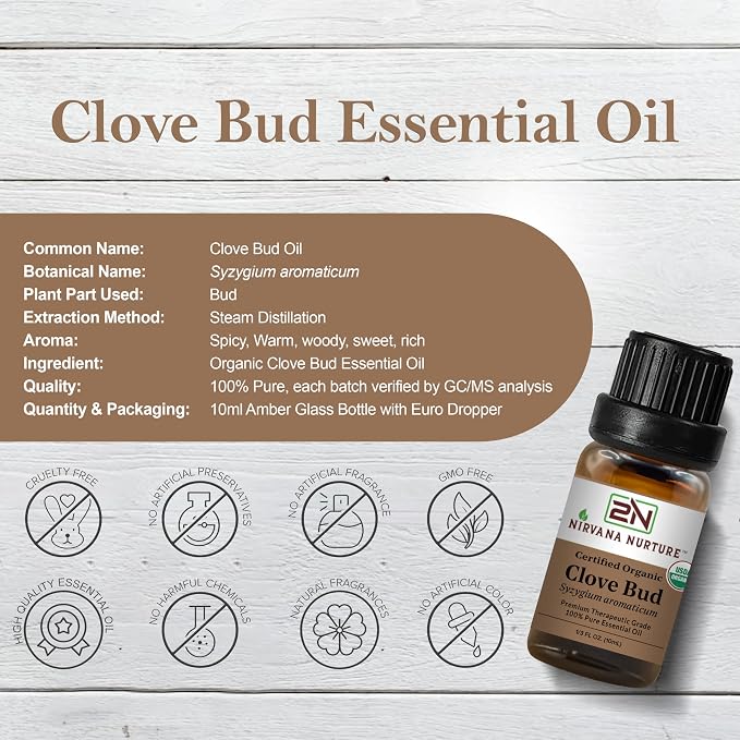 Clove Bud Essential Oil USDA Certified Organic, 100% Pure Natural Premium Grade - Image 2