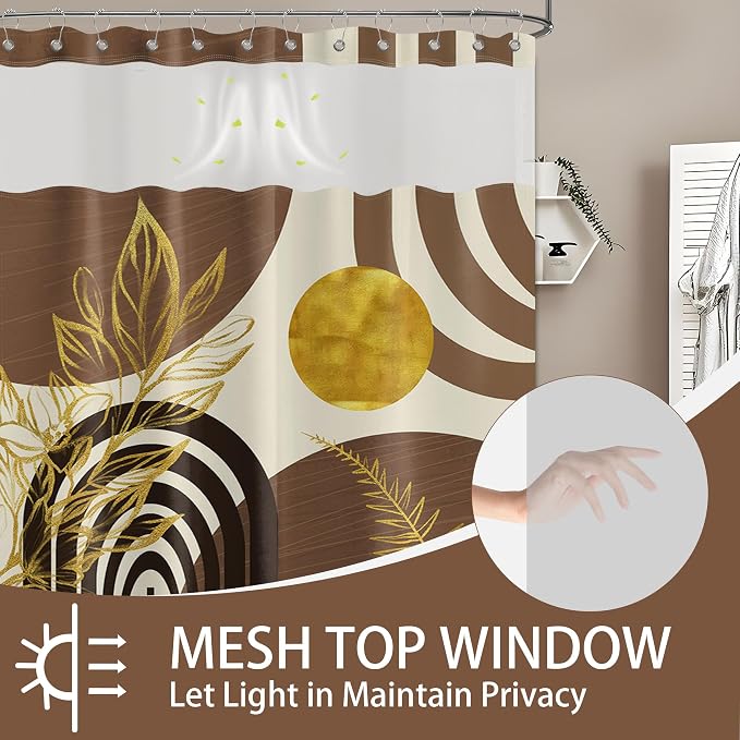 Black and Brown Bohemian See Through Mesh Top Shower Curtain - Image 3
