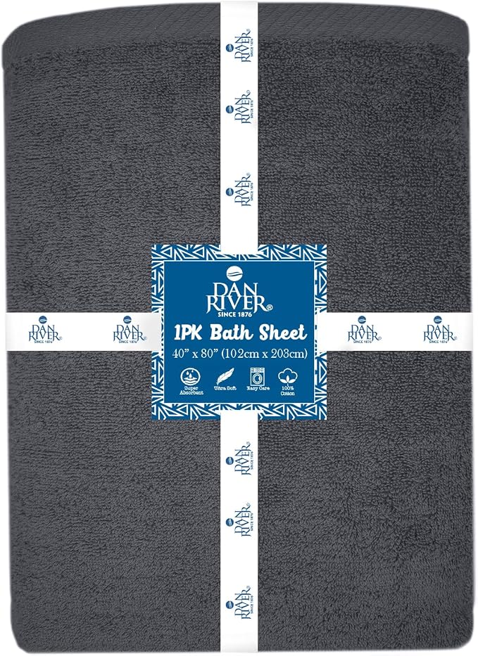 DAN RIVER Pack of 1 Bath Sheet 40x80 Inches, Extra Large Bath Towels Oversized - Image 2