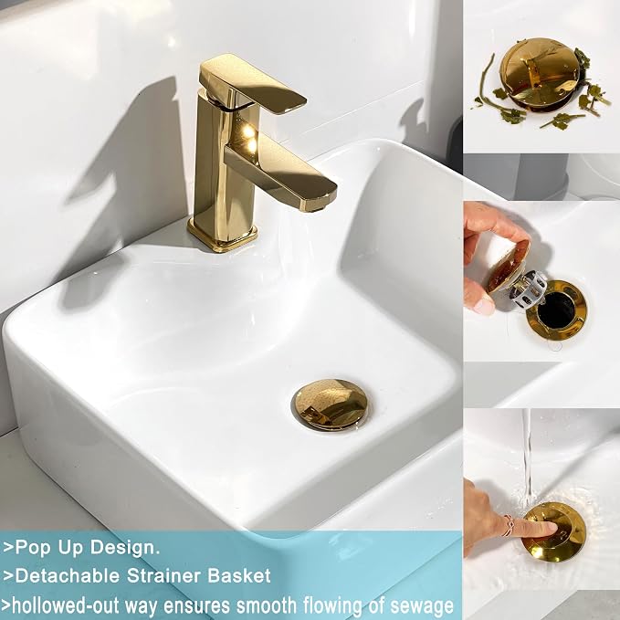 Bathroom Sink Drain, 5 Pack Gold Drain Stopper Bathroom Sink - Image 5