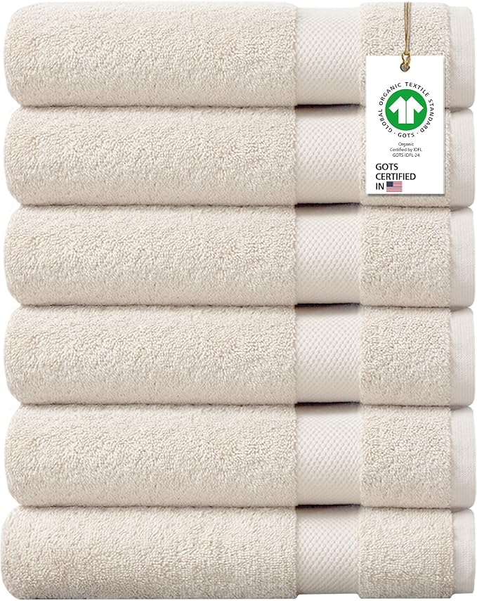Delara 100% Organic Cotton Towels 650 GSM Plush Feather Touch Quick Dry Hand by Delara