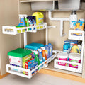 Under Sink Organizer, Metal Large Capacity 2-Tier Sliding Cabinet Storage Rack by Luosiviwi