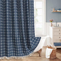 MitoVilla Navy Blue 72 x 78 Farmhouse Shower Curtain, Boho 78 inch Long by MitoVilla