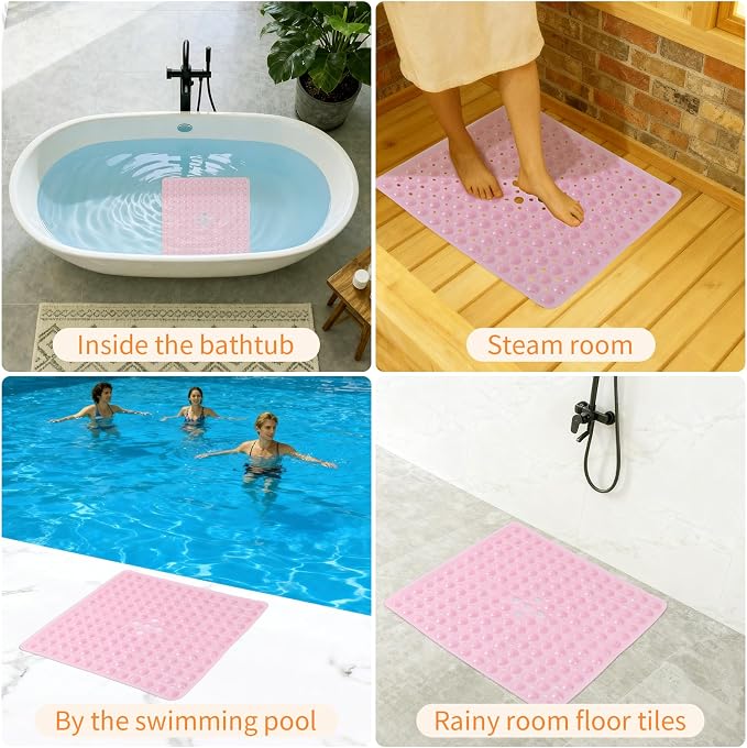 Anti-Slip Bathtub Shower mat, 20.8×20.8（Approximately 53×53cm） inch Soft - Image 6