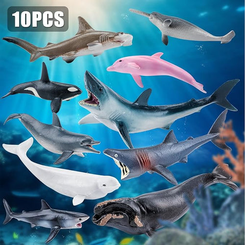 10PCS 5-6" Sea Animal Toys for Toddlers, Bath Ocean Animal Whale Shark - Image 2