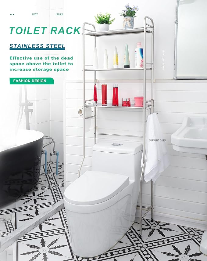 susunnus Over The Toilet Storage 3 Tier M, Bathroom Shelves Over Toilet - Image 4