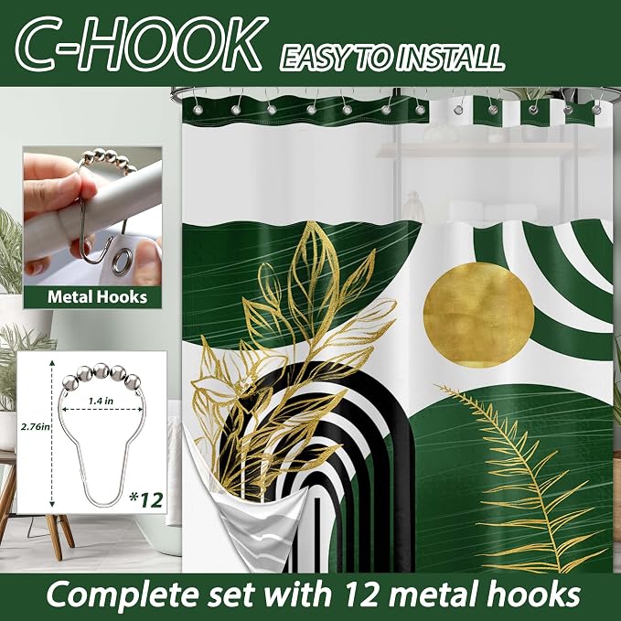 Olive Green Bohemian See Through Mesh Top Shower Curtain - Image 7