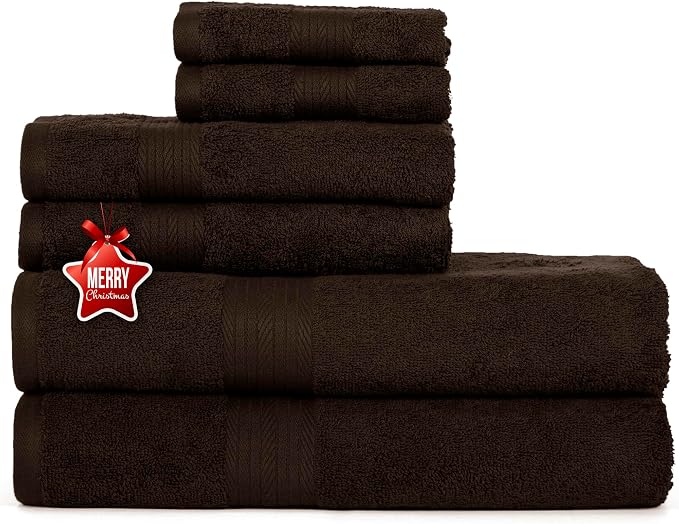 Ample Decor 100% Cotton Bathroom Towels Set of 6-2 Bath Towels, 2 Hand Towels by AmpleDecor