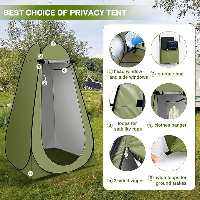 Portable Camping Shower, Pop Up Privacy Tent Kit - Image 6
