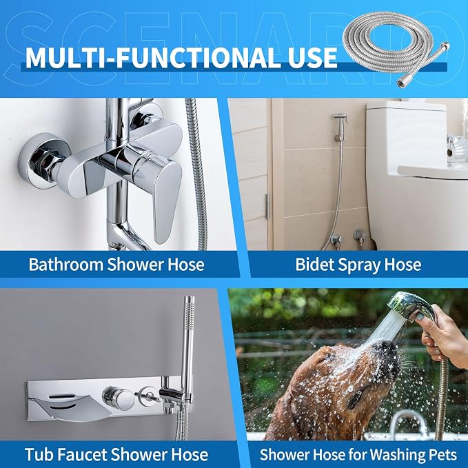 Shower Hose 118 Inch Extra Long Stainless Steel Shower Hose - Image 7