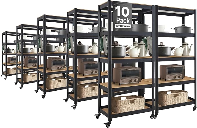 HOMEDANT House 5-Tier Metal Rolling Cart Shelf Rack Casters Heavy Duty by TheBestOrganizingSolution