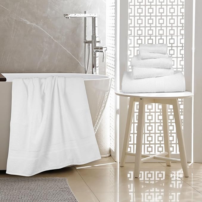 Amazon Basics 6 Piece Oversized Fade resistant Towel set, 100% Cotton towels - Image 8