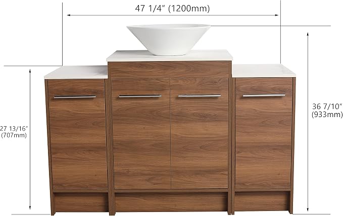 48 Inch Bathroom Vanity with Sink, Modern Brown Bathroom Vanity with Side - Image 2
