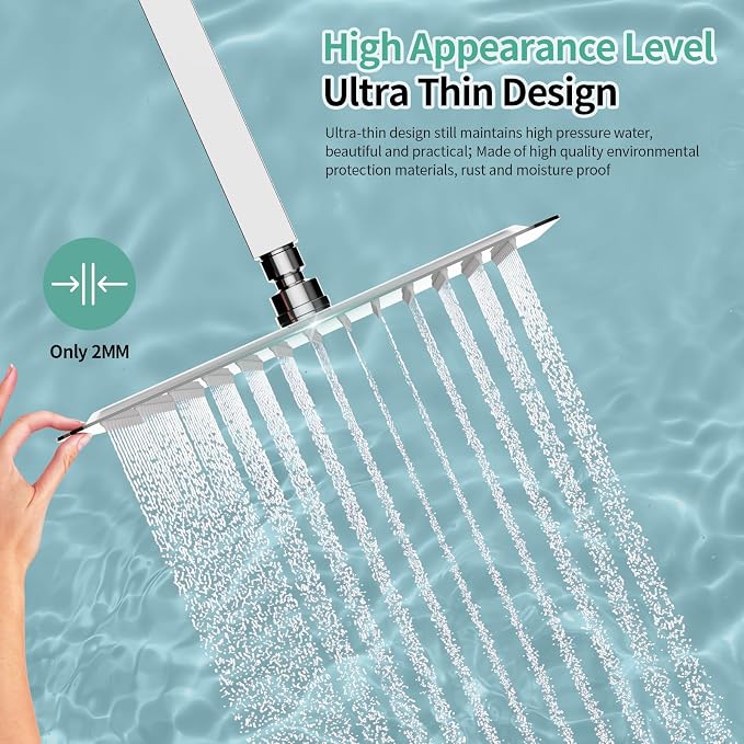 SR SUN RISE Luxury 10 Inch Large Square Stainless Steel Shower Head High - Image 5